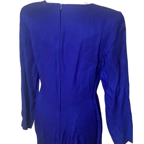 Jennifer Jeffries | Womens Vintage 80s Royal Blue Size 8 Long sleeve dress - Picture 5 of 6